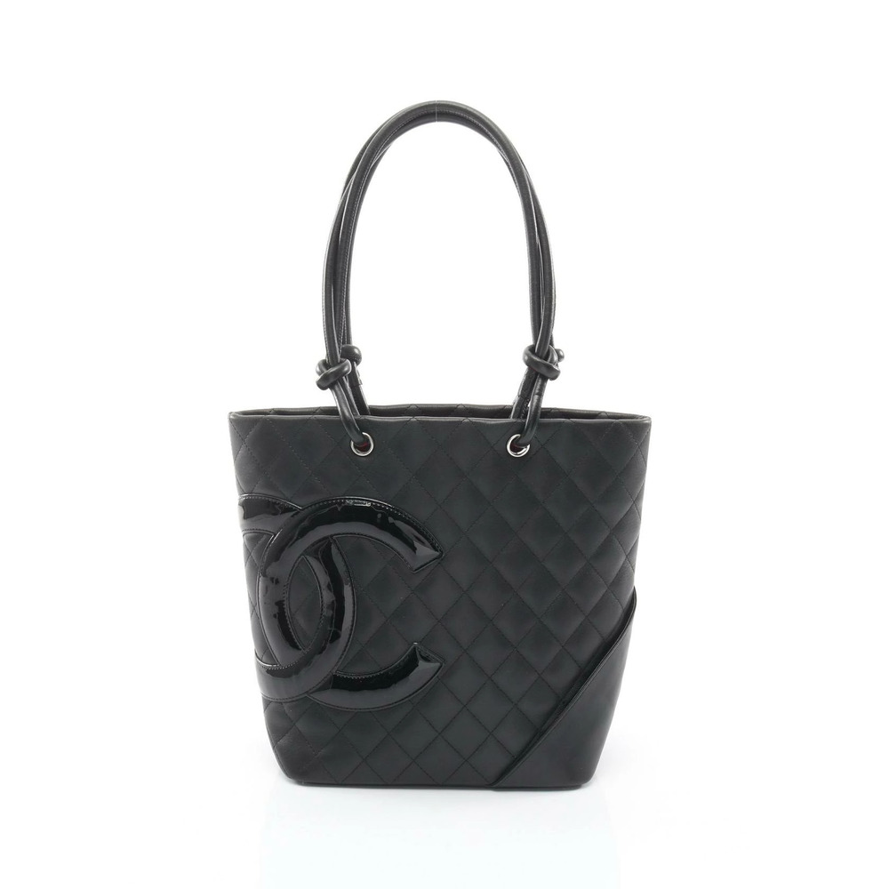 Chanel Cambon Tote Bag Leather Patent Vernis Black